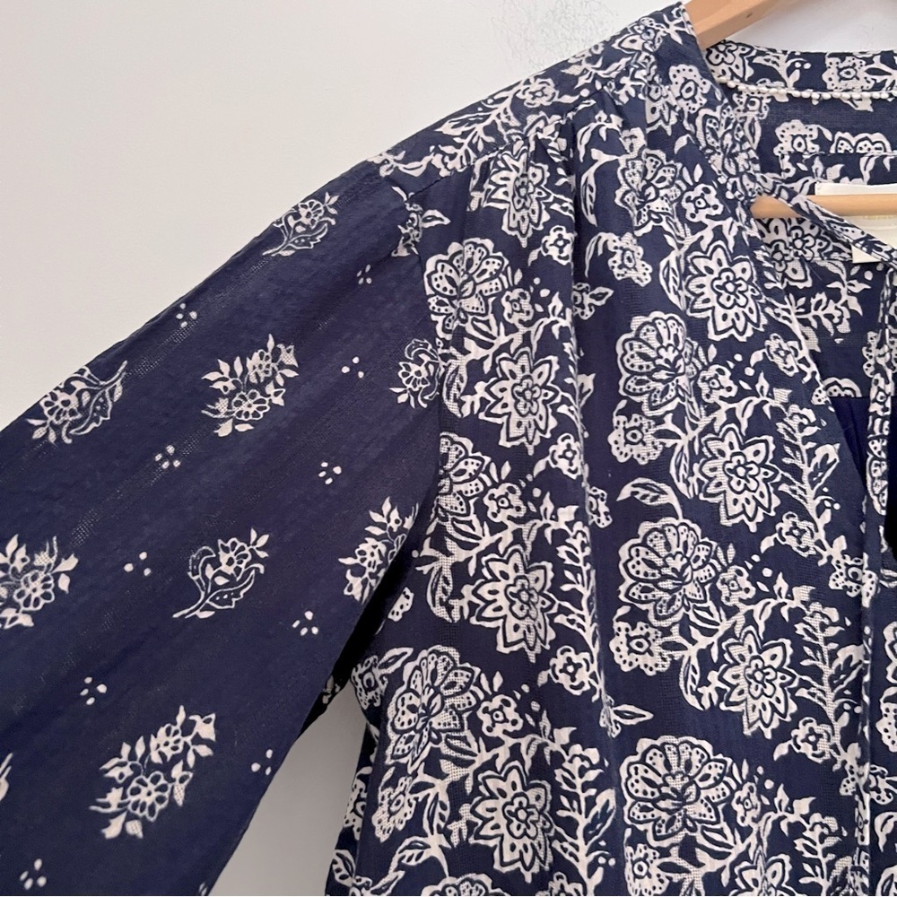 Anthropologie Maeve Carlita Navy Tiered Mixed Floral Cotton Dress NEW - Picture 7 of 16